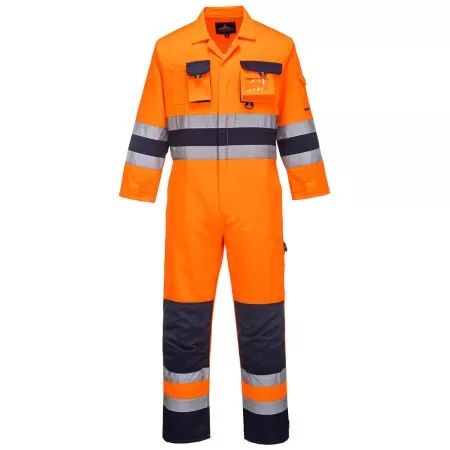 Portwest Hi-Vis Coverall Orange/Navy - TX55 FRONT