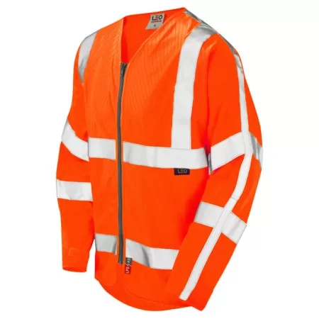 Leo LFS Anti-Static Sleeved Zip Hi Vis Vest Class 3 - S25 orange