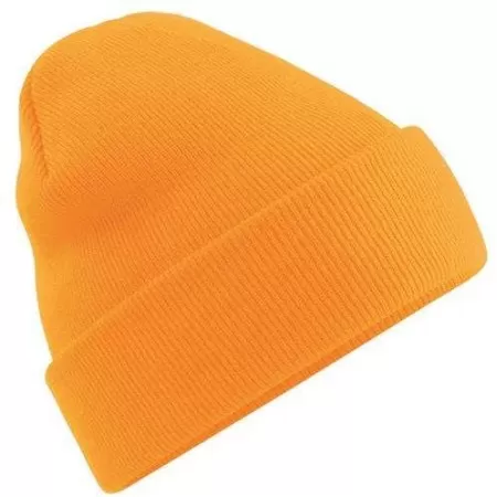 Embroidered Knitted Beanie Hat Beechfield BC045 Fluorescent Orange