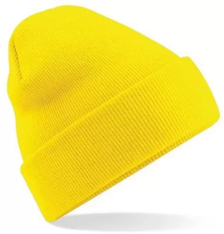 Embroidered Knitted Beanie Hat Beechfield BC045 Yellow