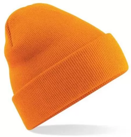 Embroidered Knitted Beanie Hat Beechfield BC045 Orange