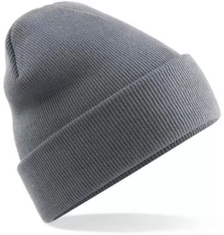 Embroidered Knitted Beanie Hat Beechfield BC045 Graphite Grey