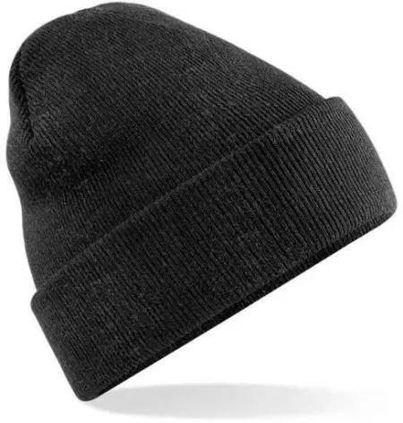 Embroidered Knitted Beanie Hat Beechfield BC045 Charcoal