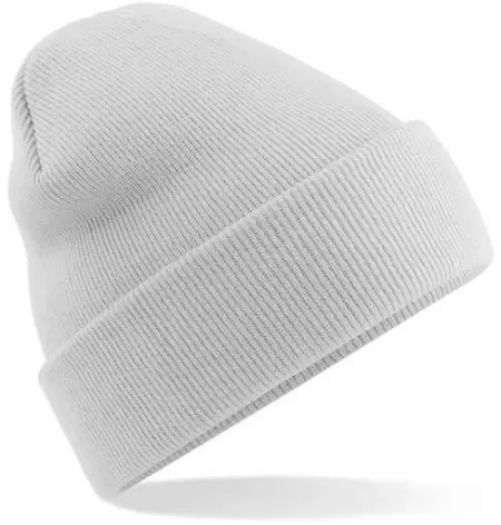 Embroidered Knitted Beanie Hat Beechfield BC045 Light Grey