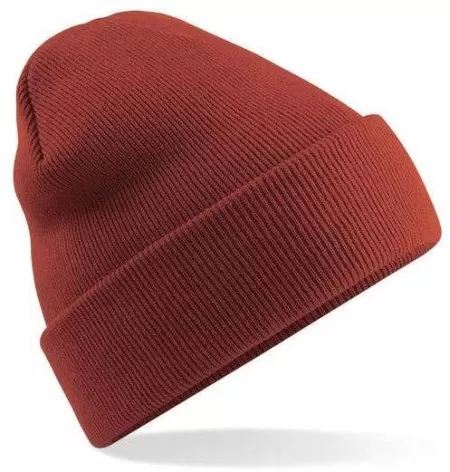 Embroidered Knitted Beanie Hat Beechfield BC045 Rust