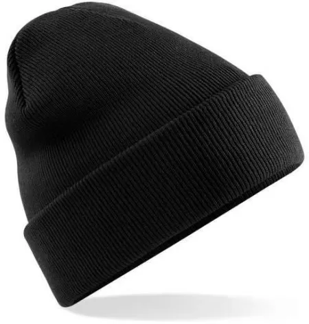 Embroidered Knitted Beanie Hat Beechfield BC045 Black