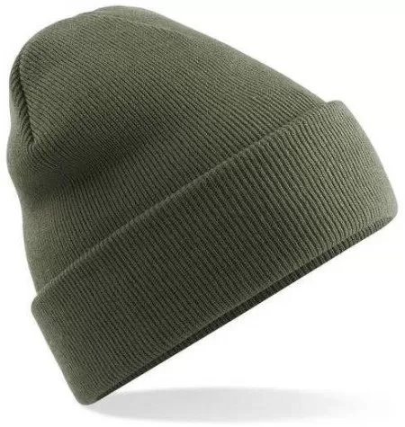 Embroidered Knitted Beanie Hat Beechfield BC045 Olive