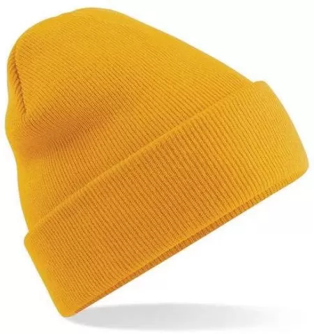 Embroidered Knitted Beanie Hat Beechfield BC045 Mustard
