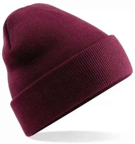 Embroidered Knitted Beanie Hat Beechfield BC045 Burgundy