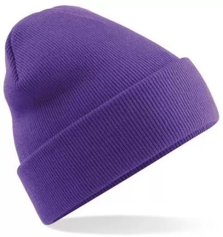 Embroidered Knitted Beanie Hat Beechfield BC045 Purple