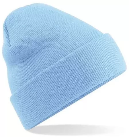 Embroidered Knitted Beanie Hat Beechfield BC045 Sky Blue