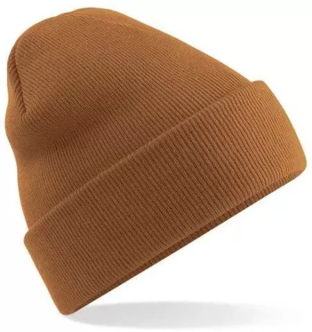 Embroidered Knitted Beanie Hat Beechfield BC045 Caramel