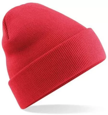 Embroidered Knitted Beanie Hat Beechfield BC045 Coral
