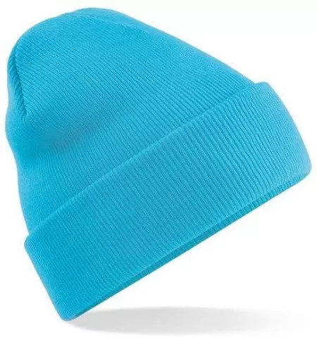 Embroidered Knitted Beanie Hat Beechfield BC045 Surf Blue