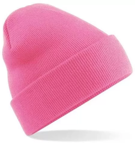 Embroidered Knitted Beanie Hat Beechfield BC045 True Pink