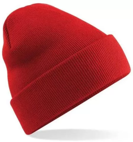 Embroidered Knitted Beanie Hat Beechfield BC045 Bright Red