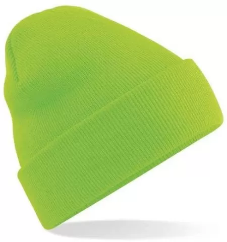 Embroidered Knitted Beanie Hat Beechfield BC045 Fluorescent Green