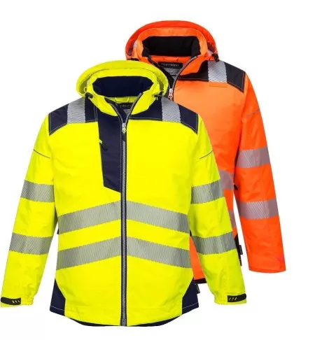 Portwest T400 Vision Hi-Vis Rain Jacket Yellow/Navy