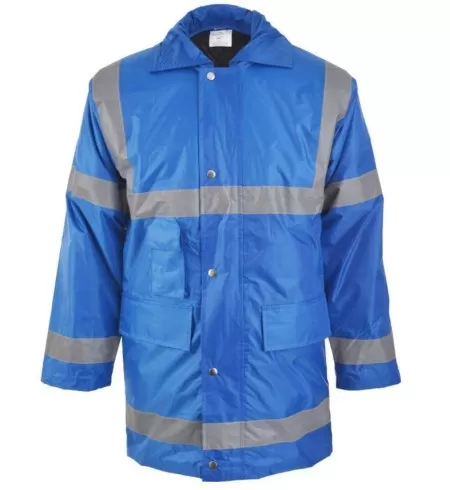 Royal Blue Hi Vis Coat with Reflective Stripes