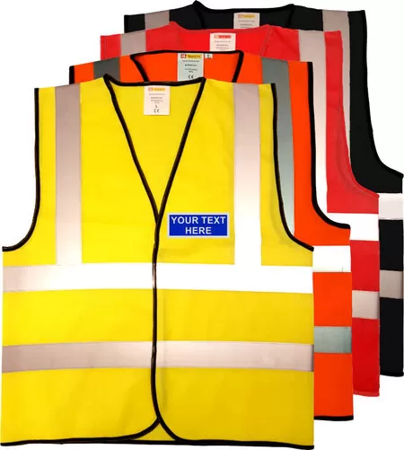 Hi Vis Vest With Your Own Text In Blue And Silver