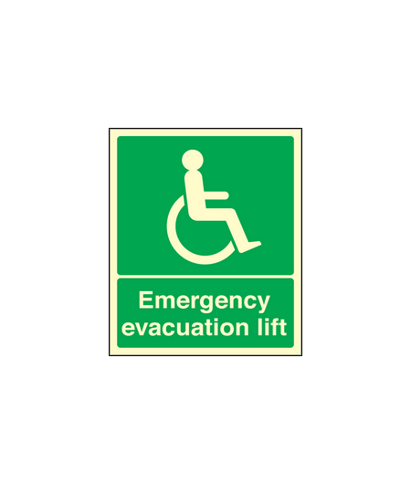 Emergency evacuation lift sign