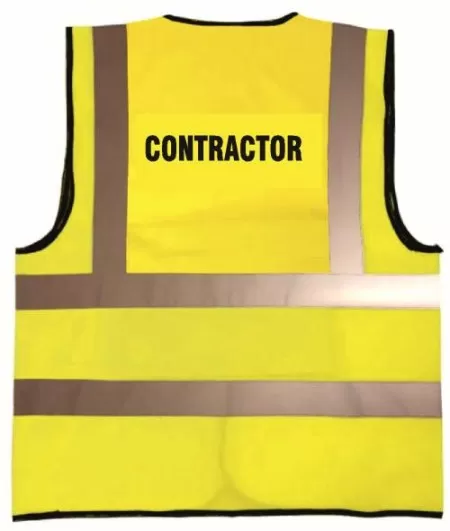 Contractor printed hi vis vest yellow