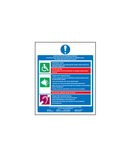 Evacuation for disabled people sign