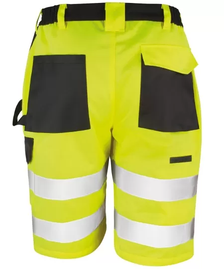 Yellow Hi Vis Safety Cargo Shorts Result Rear