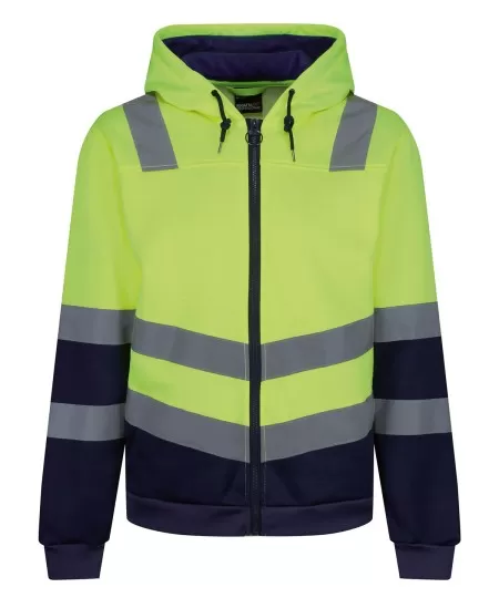 Regatta Pro hi-vis full zip hoodie TRF625 Yellow/Navy