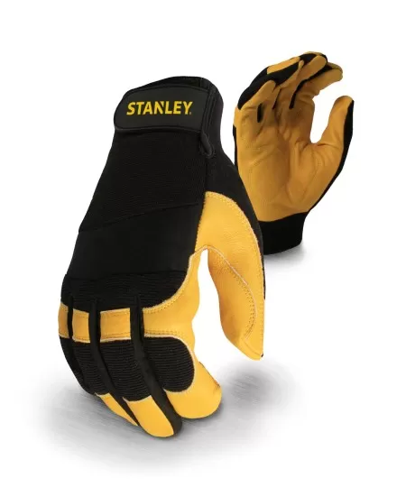Black/Yellow Stanley performance leather hybrid gloves SY108 Stanley Workwear