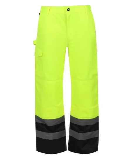 Regatta Pro hi-vis cargo trousers TRJ524R Yellow/Navy