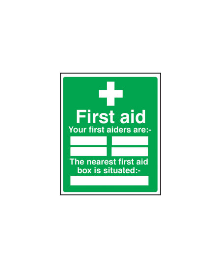 First aiders/nearest box sign