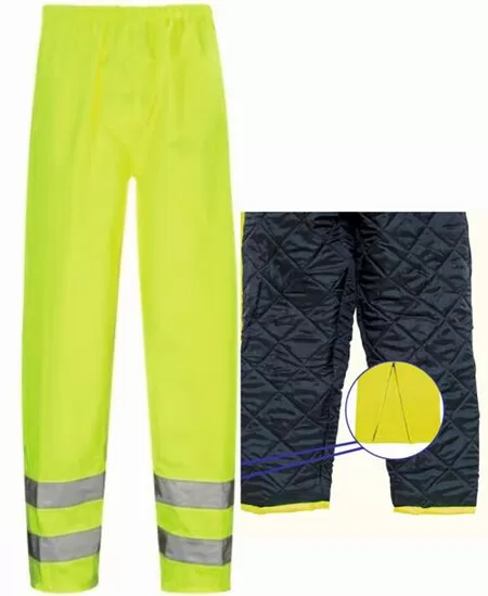 Padded Warm Lined Hi Vis Waterproof Overtrousers