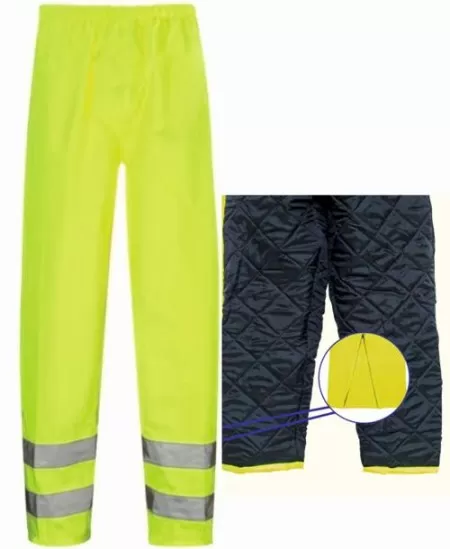 Padded Hi Vis Waterproof Trousers Warm Lined