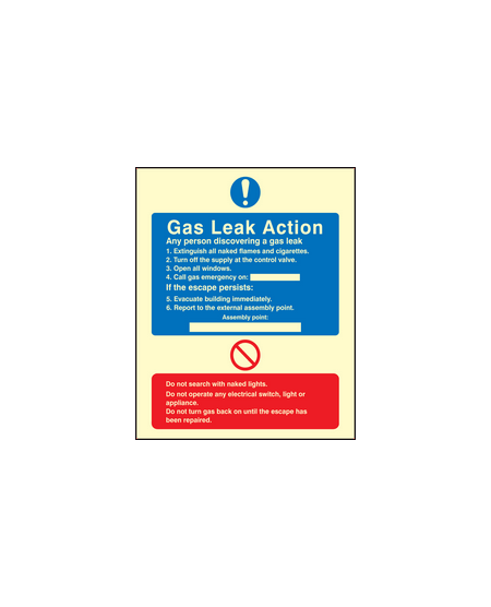 Gas leak action sign