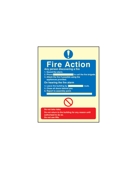 General fire action with lift sign
