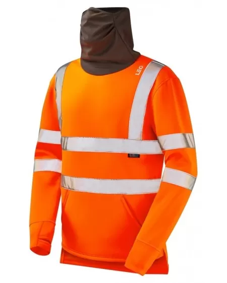 Hi Vis Sweatshirt With Built in Face Covering Snood SS06 Orange