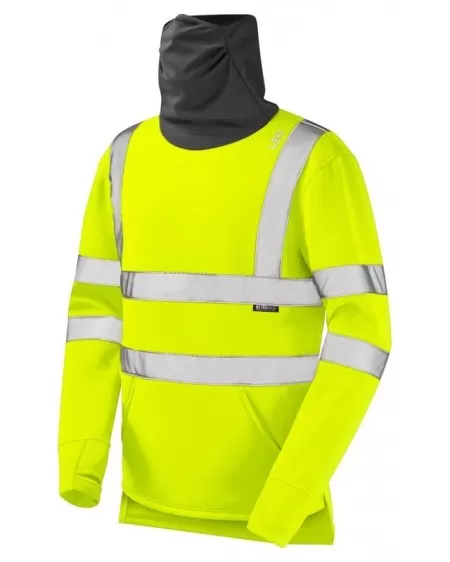 Hi Vis Sweatshirt With Built in Face Covering Snood SS06 Yellow