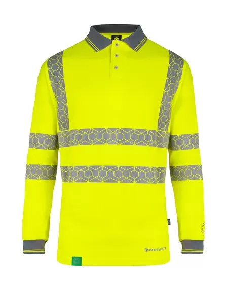 Long Sleeve Eco Friendly Poloshirt Envirowear Yellow