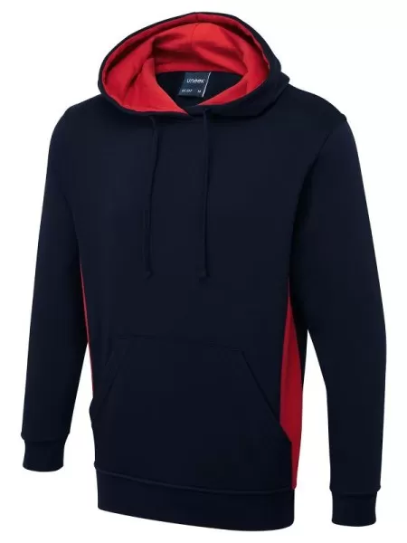 Two Tone Hooded Sweatshirt Uneek UC517 Navy/Red