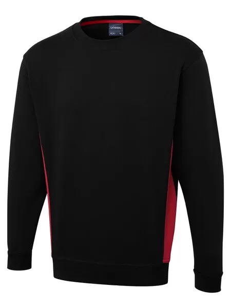 Two Tone Sweatshirt Uneek UC217 Black/Red