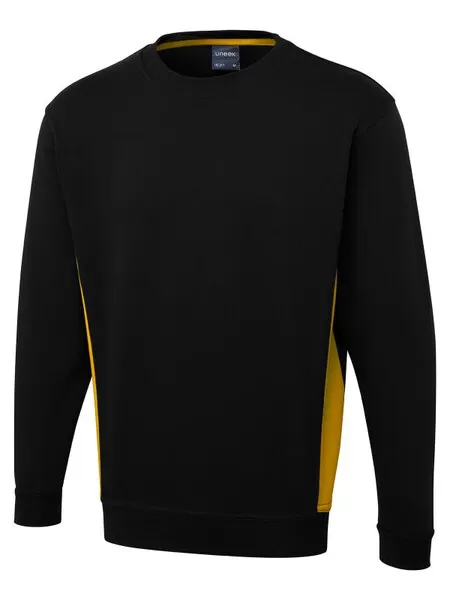 Two Tone Sweatshirt Uneek UC217 Black/Yellow