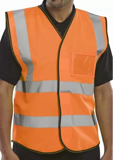 Hi Vis Vest With ID Pocket Orange BD108