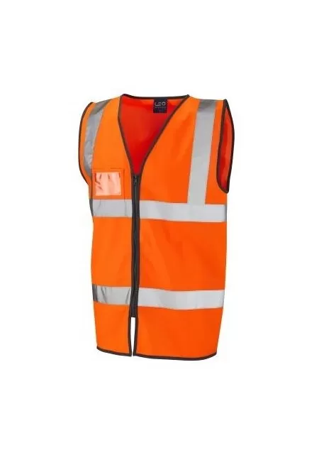 Orange Zip Front Hi Vis Vest with ID Pocket