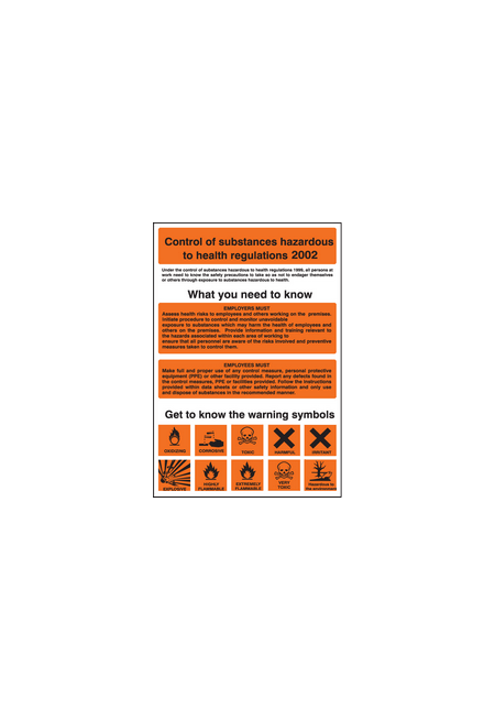 COSHH Control substances hazardous to health poster 58117