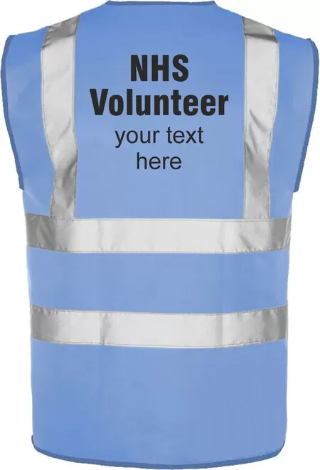 NHS Volunteer Printed Hi Vis Vest Sky Blue