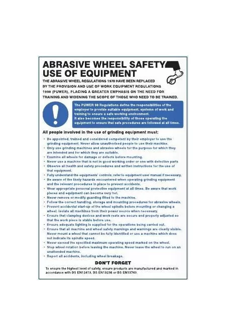 Abrasive wheel regulations poster