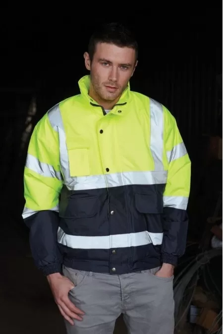 Yellow & Blue Hi Vis Bomber Jacket HVP218