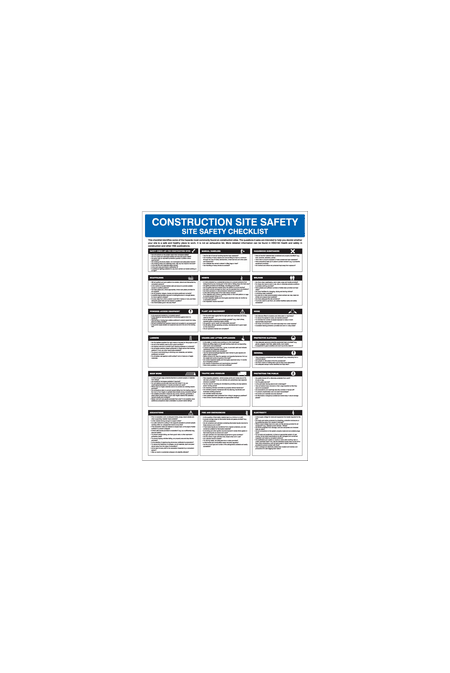 Construction site safety checklist poster 58126