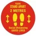 Red circle no 2 metre message